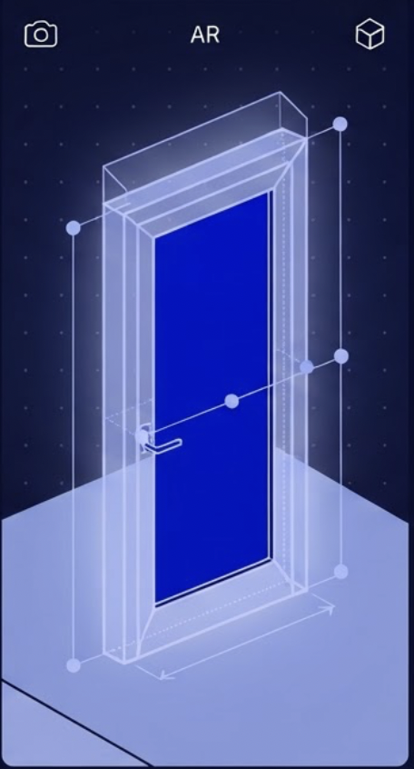 IN-CAD 3D Space auf dem Smartphone: Türrahmen-Modell in Originalgröße im Raum